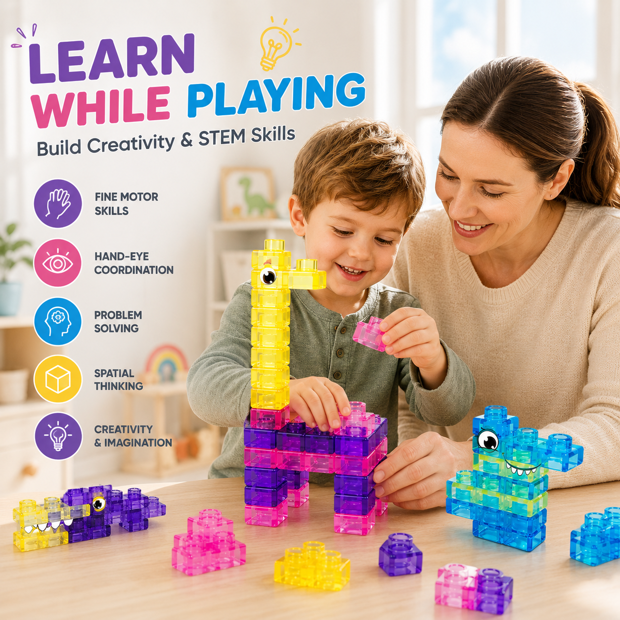 π§© Soft Jelly Building Blocks β Squishy Stretchable Bath Blocks (40PCS)