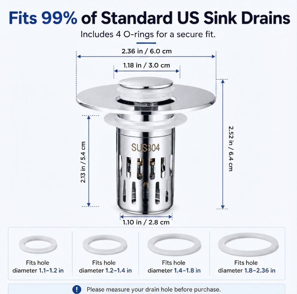 The Ultimate 3-in-1 Pop-Up Sink Strainer