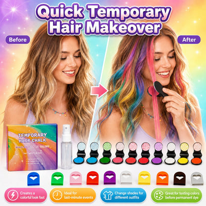 🌈12-Color Temporary Hair Chalk Applicator Set