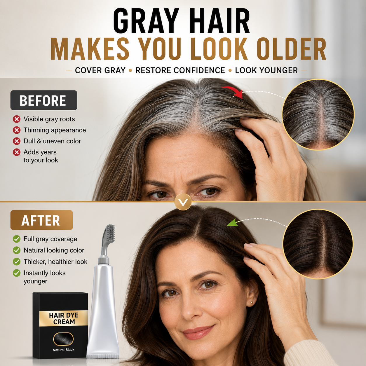 Instant Gray Coverage Hair Dye Comb for Men & Women