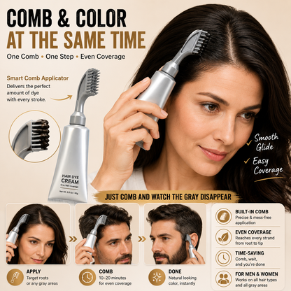 Instant Gray Coverage Hair Dye Comb for Men & Women