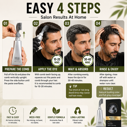 Instant Gray Coverage Hair Dye Comb for Men & Women