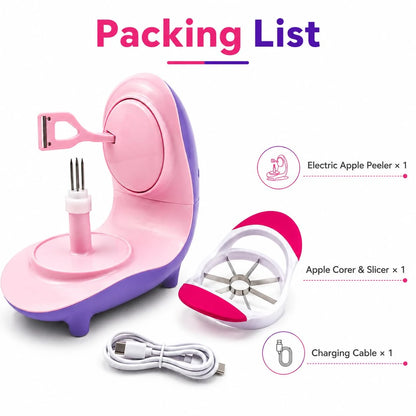 Electric Apple Peeler, USB-C Rechargeable One-Touch Peeling Tool with Slicer & Corer for Firm Fruits
