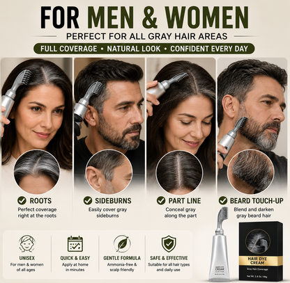 Instant Gray Coverage Hair Dye Comb for Men & Women