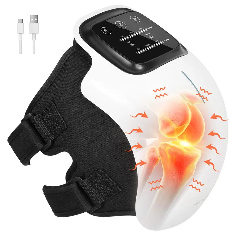 Cordless Heated Knee Massager with Vibration, Adjustable Heat & Multi-Mode Massage