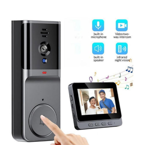 Wireless Wireless Doorbell Camera: 1080P, 170° View, 4.3-Inch Screen, IPX65 Outdoor Waterproof, Night Vision