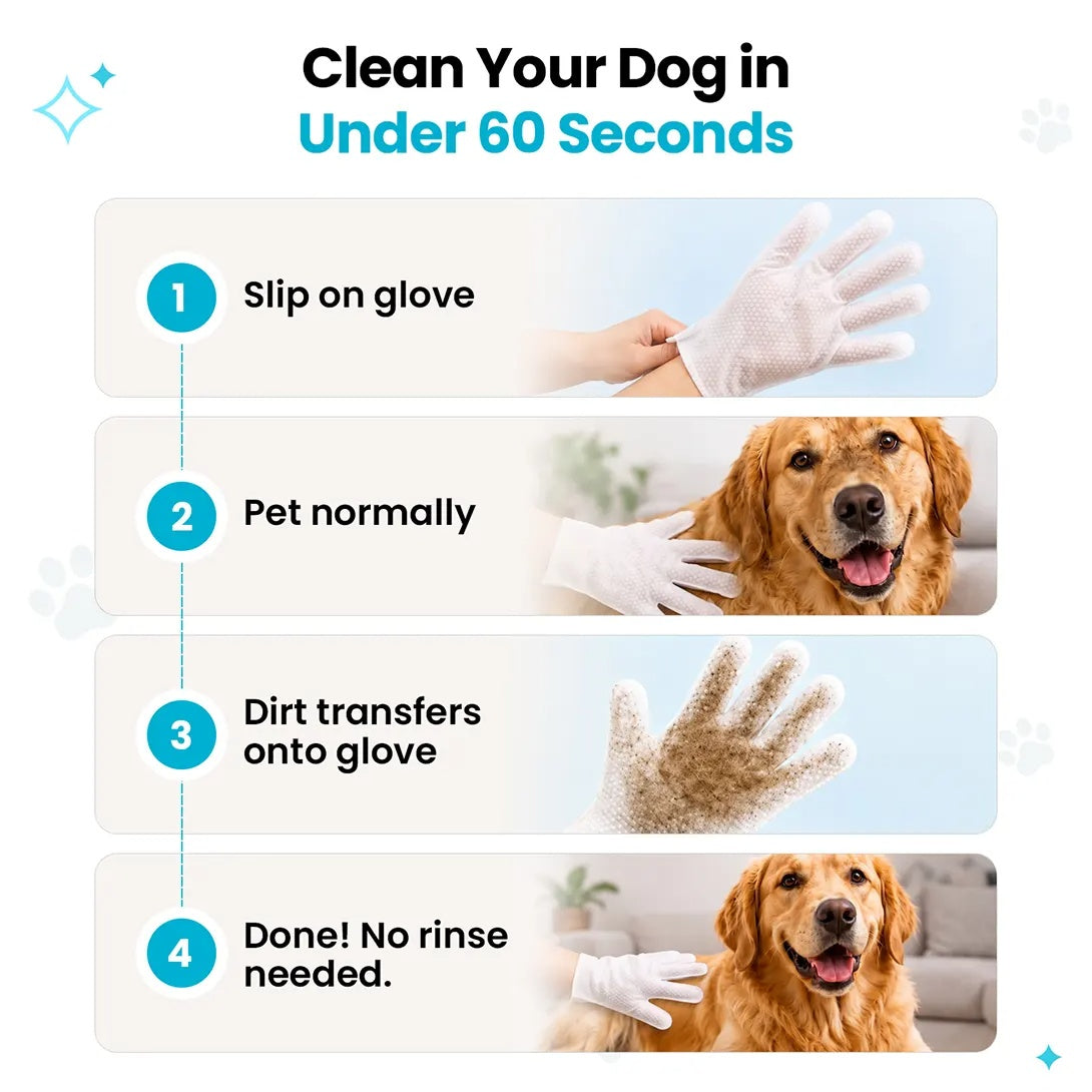 Glove cleaning wipes for pets