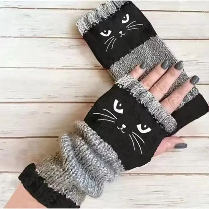 🐱 Cute Women’s Knitted Cat Gloves — For Warm Hands & Free Fingers