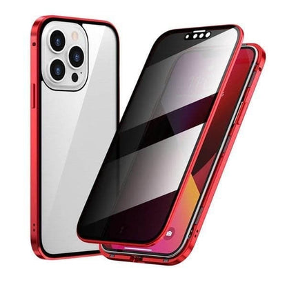 Magnetic iPhone case with privacy glass and metal frame