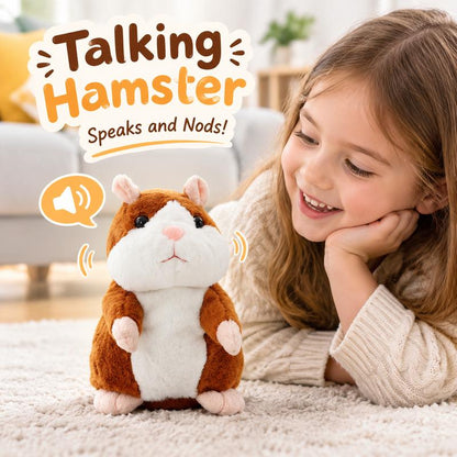 🐹 Talking Hamster Plush – repeats whatever you say, auto head-shaking, hilarious fun for kids & adults