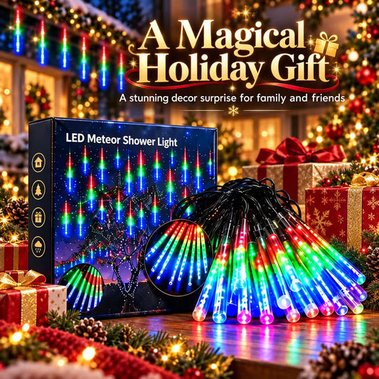 ✨ LED Meteor Shower Lights – Waterproof Falling Rain Christmas Lights for Indoor & Outdoor Decor