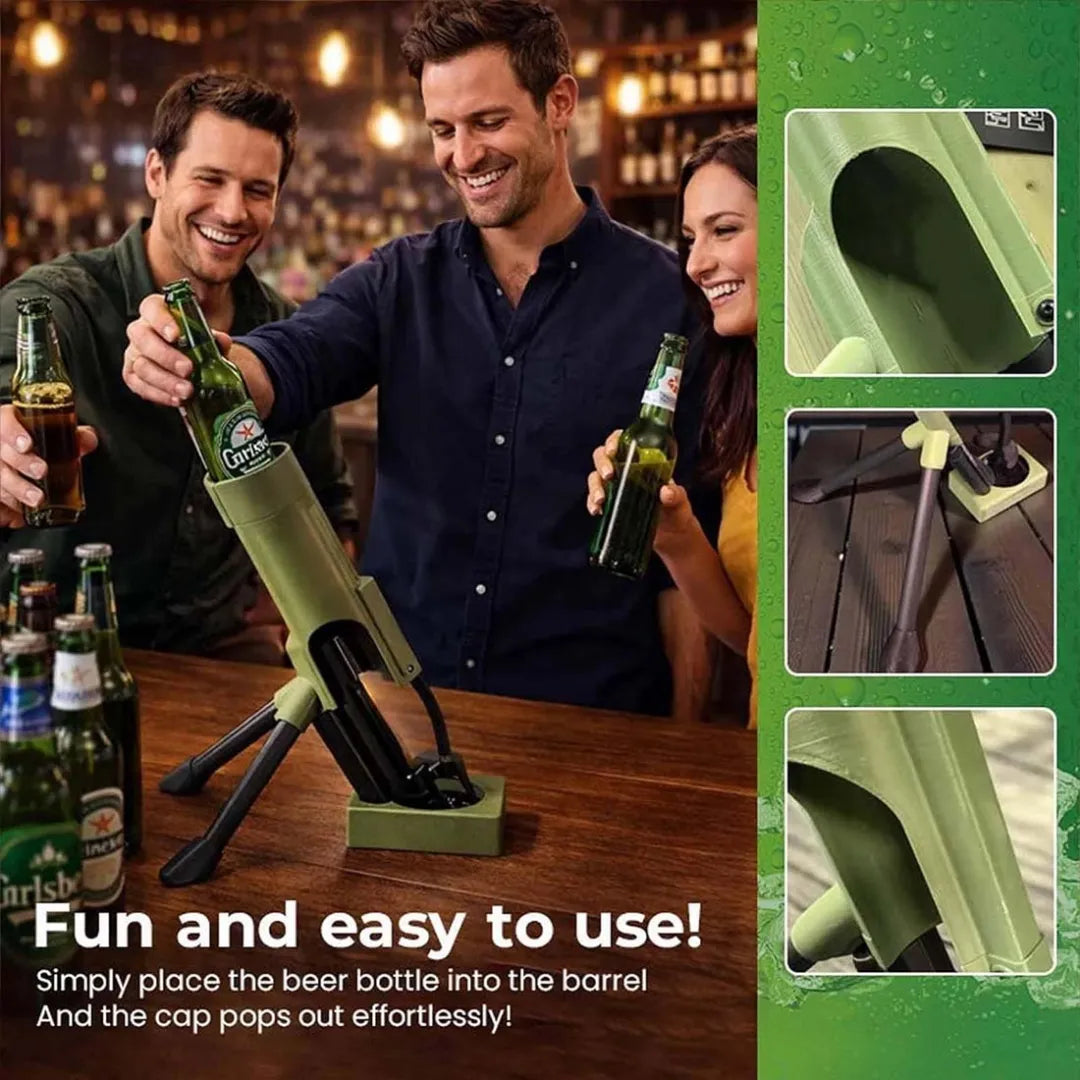 Beer Bottle Opener Mortar Military-Style Cap Launcher Unique Gift for Men Dad & Beer Lovers