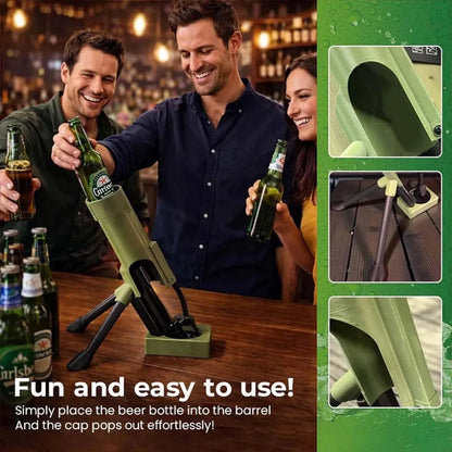 Beer Bottle Opener Mortar Military-Style Cap Launcher Unique Gift for Men Dad & Beer Lovers