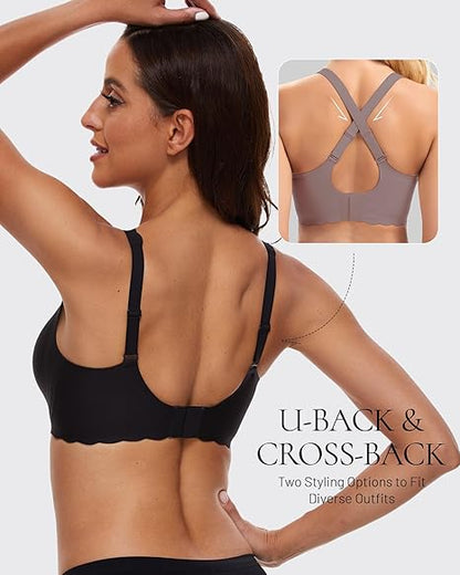 Deep V Seamless Scalloped Wireless Lift Bra
