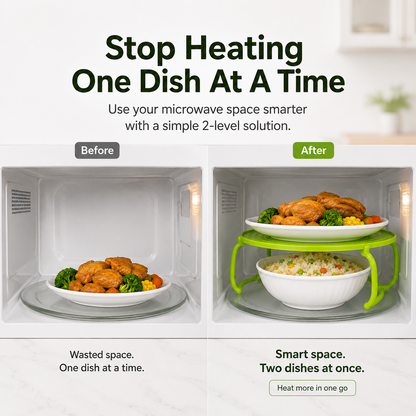 Microwave Multipurpose 4 in 1 Tray Stand Rack Splatter Guard Carry Tray Stacking Shelf 🍲