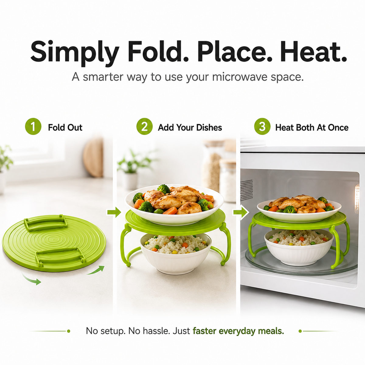 Microwave Multipurpose 4 in 1 Tray Stand Rack Splatter Guard Carry Tray Stacking Shelf 🍲