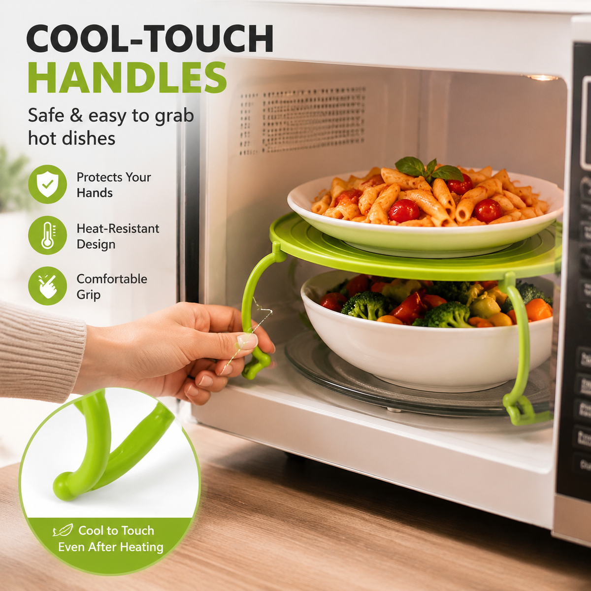 Microwave Multipurpose 4 in 1 Tray Stand Rack Splatter Guard Carry Tray Stacking Shelf 🍲