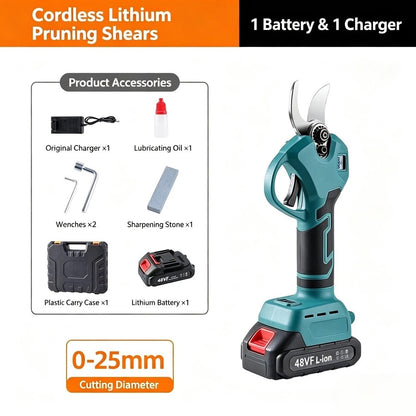 ELECTRIC PRUNING SHEARS - Cordless & 10mm Cutting Capacity, 2-Hour Fast Charge, Ergonomic Design for Garden and Orchard