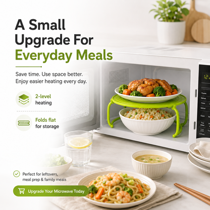 Microwave Multipurpose 4 in 1 Tray Stand Rack Splatter Guard Carry Tray Stacking Shelf 🍲