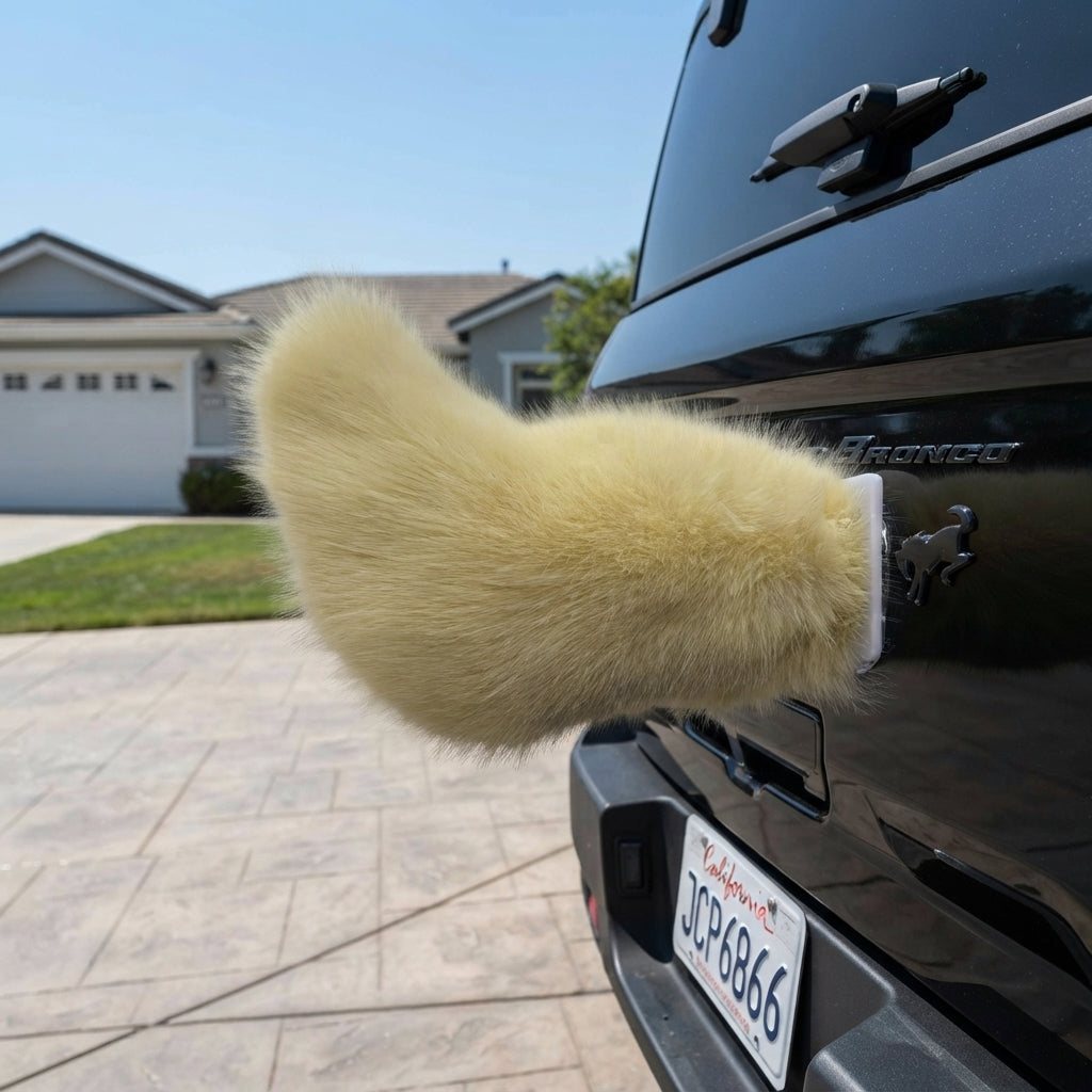 Electric Cat Tail for Car Decoration, Remote-Controlled Wagging Plush Tail for Car