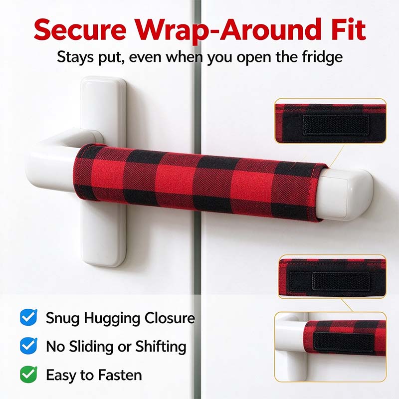 Christmas Refrigerator Handle Covers | Plush Plaid Wraps