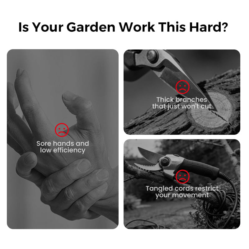 ELECTRIC PRUNING SHEARS - Cordless & 10mm Cutting Capacity, 2-Hour Fast Charge, Ergonomic Design for Garden and Orchard