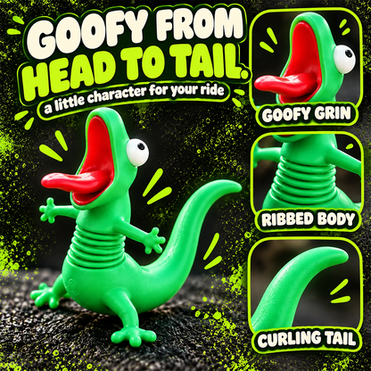 🦎 Funny Green Gecko Figurine – Playful Motorcycle & Desktop Decor