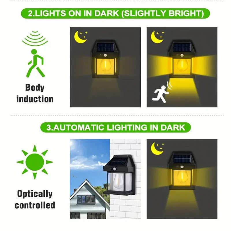 4‑Pack Solar Outdoor Wall Lights with Motion Sensor