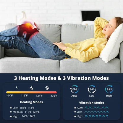 Cordless Heated Knee Massager with Vibration, Adjustable Heat & Multi-Mode Massage