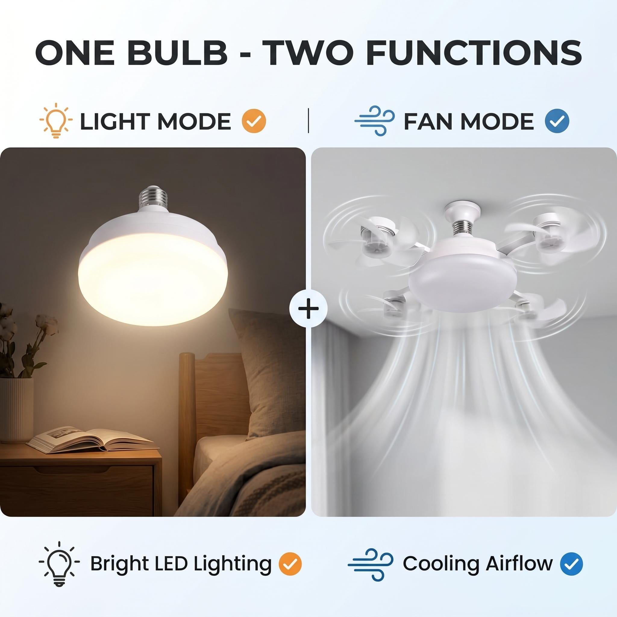2026 New E27 Socket Ceiling Fan Light