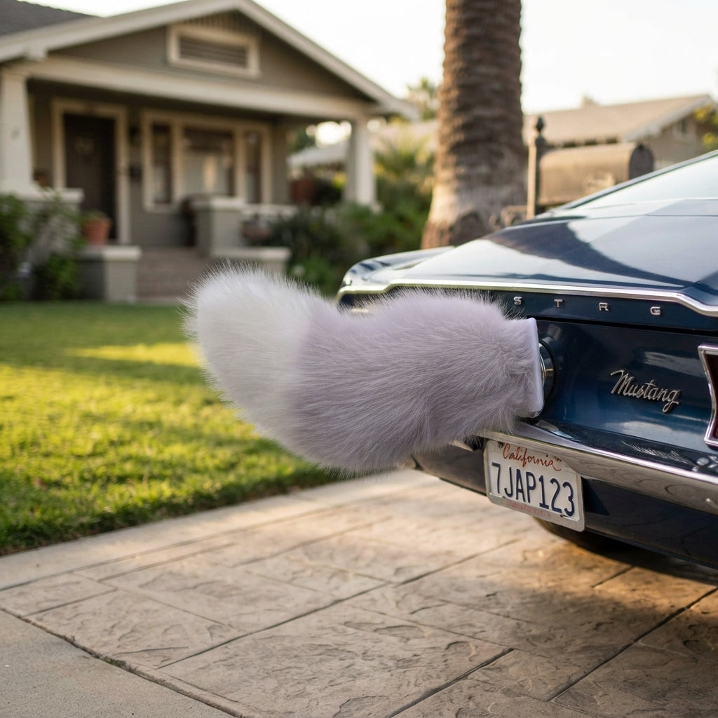 Electric Cat Tail for Car Decoration, Remote-Controlled Wagging Plush Tail for Car