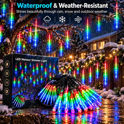 ✨ LED Meteor Shower Lights – Waterproof Falling Rain Christmas Lights for Indoor & Outdoor Decor