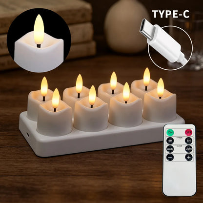 Rechargeable Flameless Candle Set with Charging Base & Remote