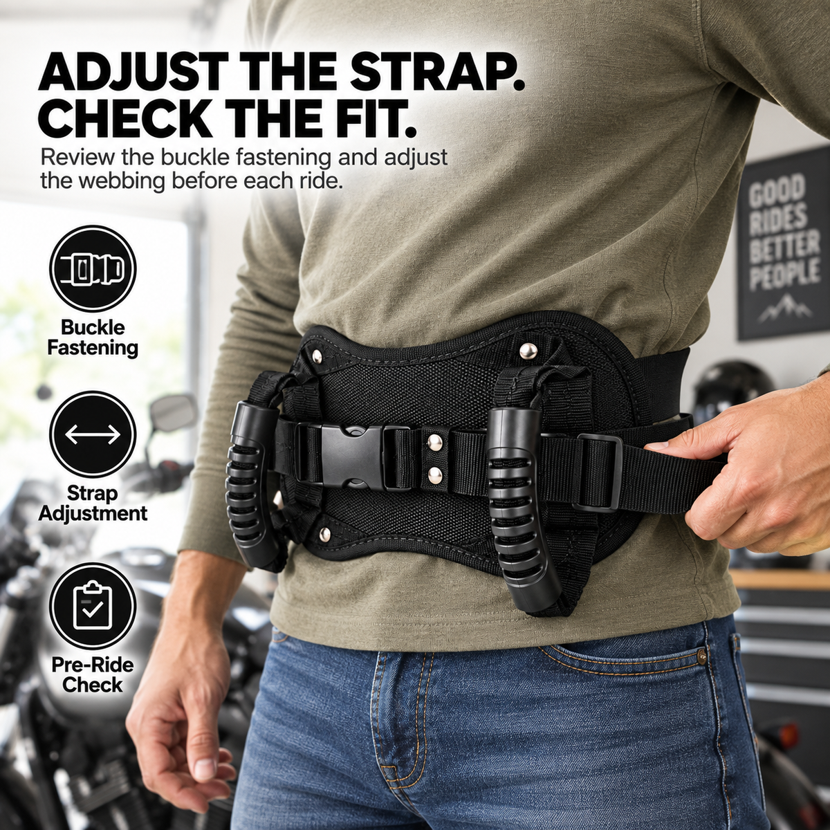 🏍️🤝 Ride Together – Motorcycle Rear Passenger Grab Handle