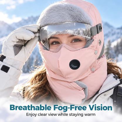 Winter Thermal Ushanka Hat with Detachable Mask and Goggles