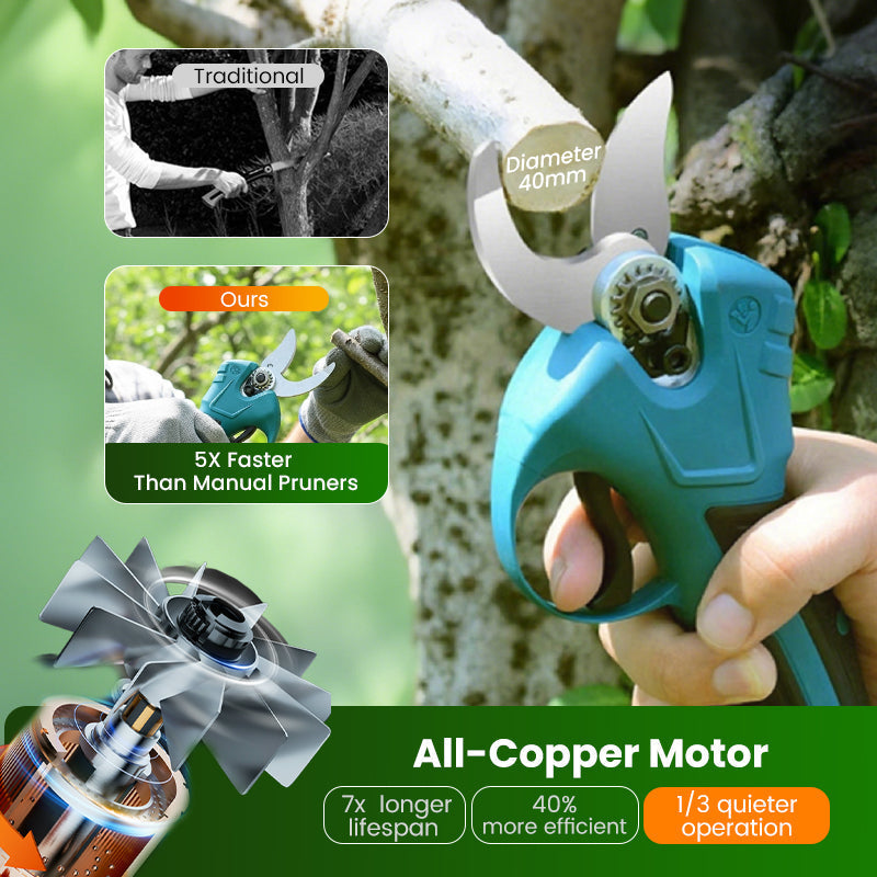 ELECTRIC PRUNING SHEARS - Cordless & 10mm Cutting Capacity, 2-Hour Fast Charge, Ergonomic Design for Garden and Orchard