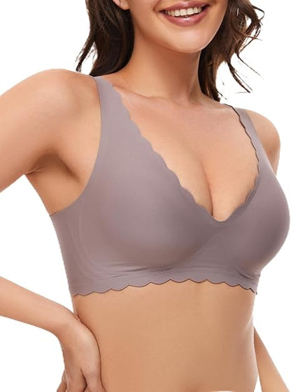 Deep V Seamless Scalloped Wireless Lift Bra