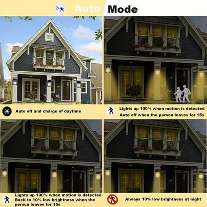4‑Pack Solar Outdoor Wall Lights with Motion Sensor