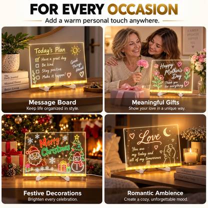 Creative Rewritable Acrylic LED Message Board 🎨 (set come with 7 Pens)