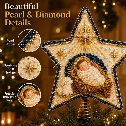 ⭐ Faith Inspired Pearl Diamond Art Christmas Tree Topper Craft Kit