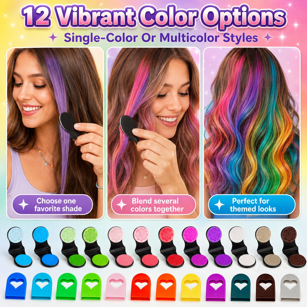 🌈12-Color Temporary Hair Chalk Applicator Set
