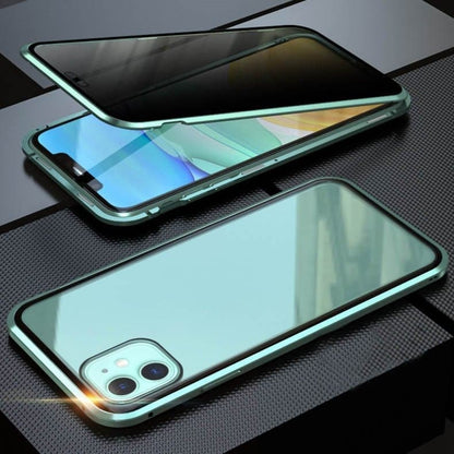 Magnetic iPhone case with privacy glass and metal frame