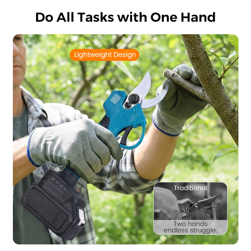 ELECTRIC PRUNING SHEARS - Cordless & 10mm Cutting Capacity, 2-Hour Fast Charge, Ergonomic Design for Garden and Orchard