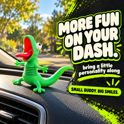 🦎 Funny Green Gecko Figurine – Playful Motorcycle & Desktop Decor