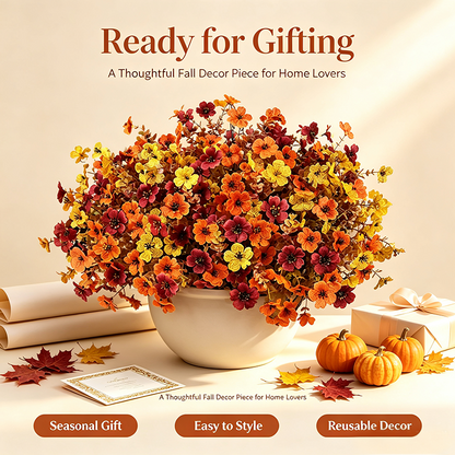 Fall Artificial Flower Halloween 6pcs, UV Resistant Colorful Fake Flower🍂