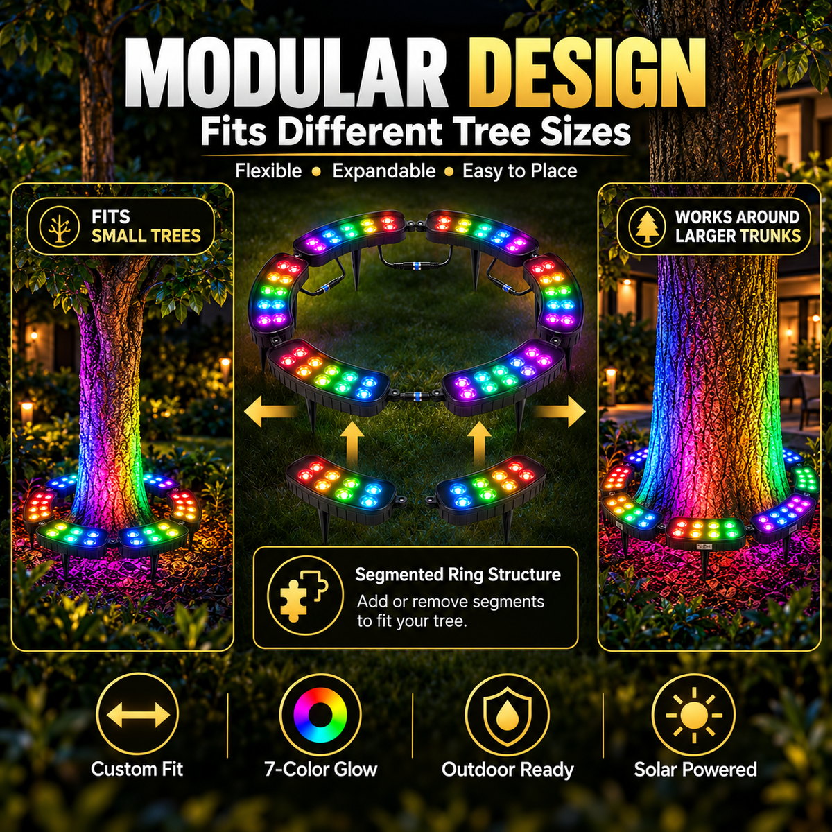 ✨ One Tree. Endless Colors. – Solar RGB Landscape Ring Light