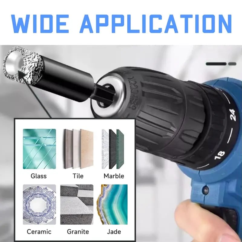 6Pcs Dry Diamond Drill Bit Set 🛠 Hex Shank Brazed Hole Saw for Tile, Glass & Granite