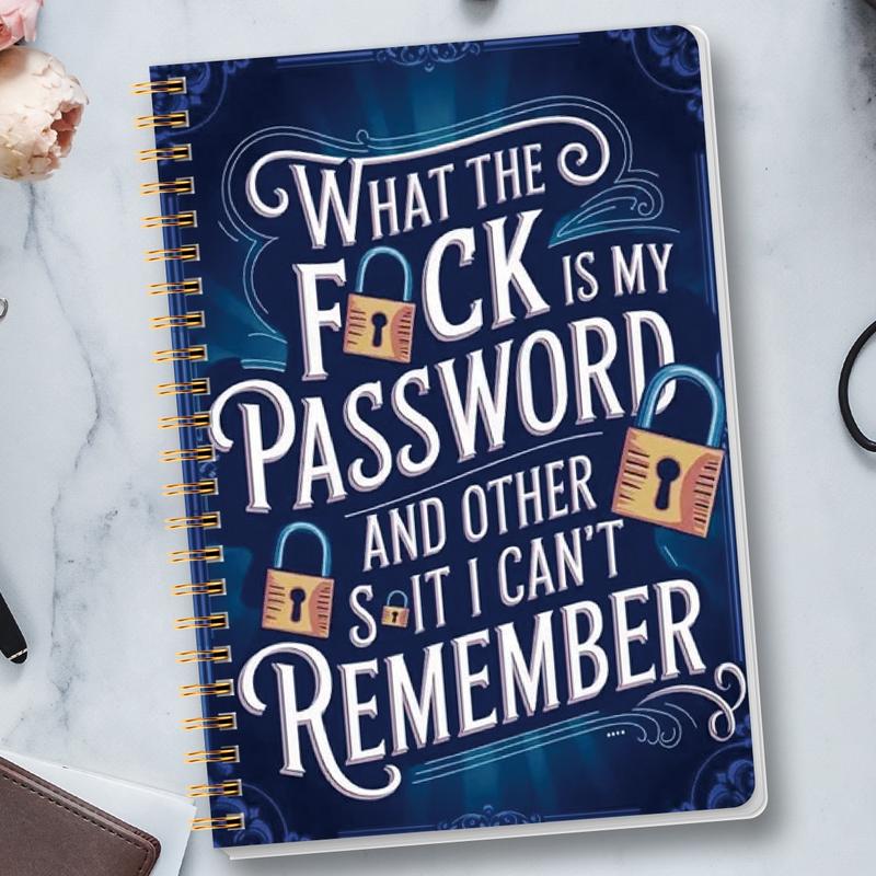 📅Funny Password Notebook - Spiral Bound with Lock Icons