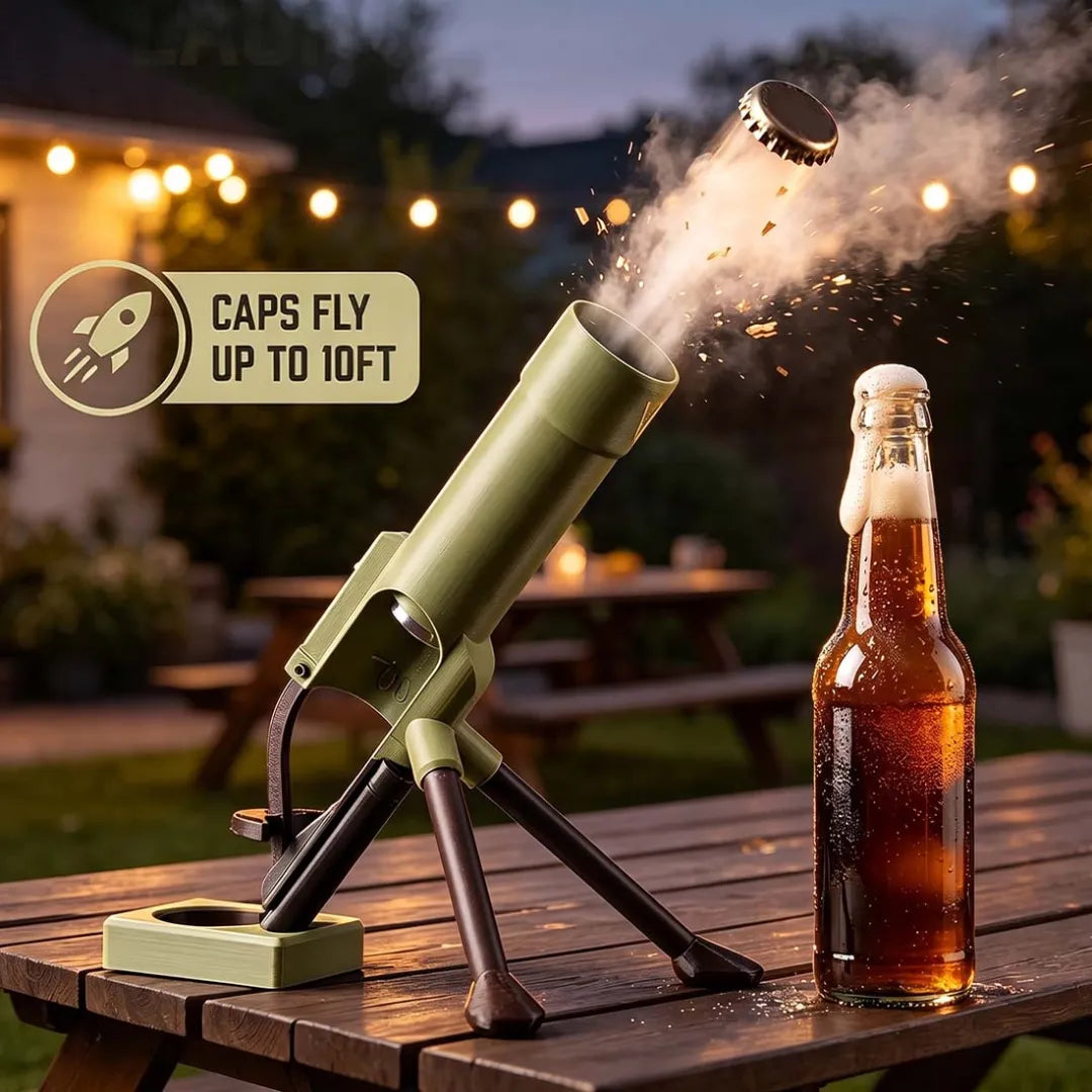Beer Bottle Opener Mortar Military-Style Cap Launcher Unique Gift for Men Dad & Beer Lovers