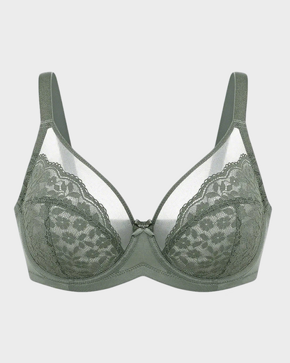 Floral Lace Unlined Comfort Non-Padded Full Coverage Plus Size Underwire